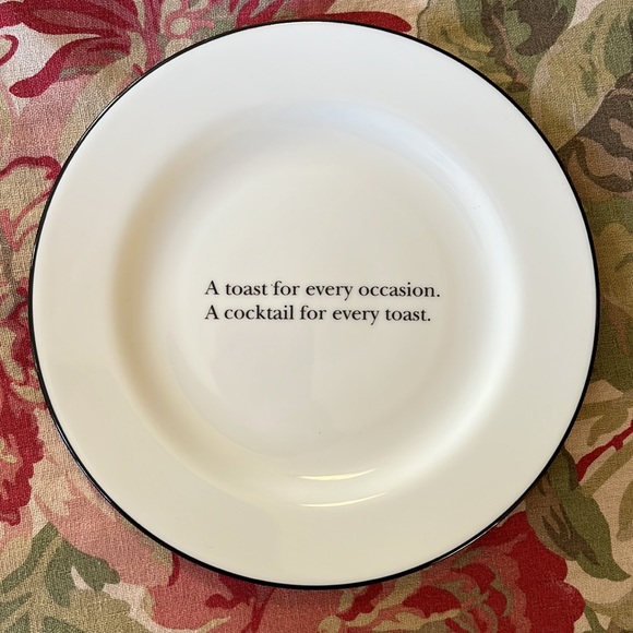 POTTERY BARN Cocktail Plate Set-of-4 White Porcelain Black "Cocktail Quotations" - Picture 10 of 15